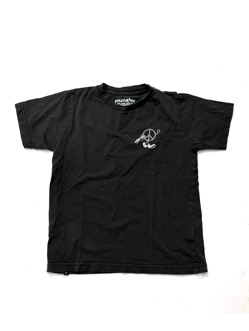 Munster Kids Black Graphic Peace Sign Short Sleeve T-Shirt Size 6 Cotton